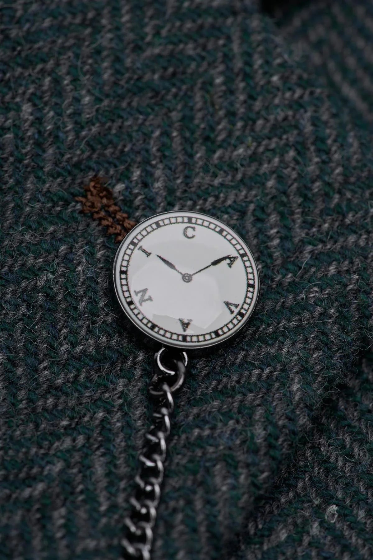 Thomas - Sacou bărbătesc verde măsliniu, model clasic din tweed cu model herringbone