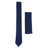 Men's Tweed Blue Tie Hankie Set Classic British Heritage Wool Herringbone