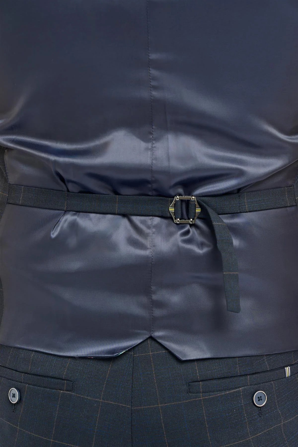 Torino - Vestă bărbătească cu două rânduri de nasturi în carouri bleumarin