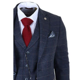 TP-32 - Costum bărbătesc din tweed, stil Gatsby, bleumarin, din 3 piese, din amestec de lână