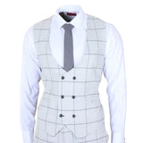 TP-33 - Costum bărbătesc din 3 piese, croială croită, gri, în carouri
