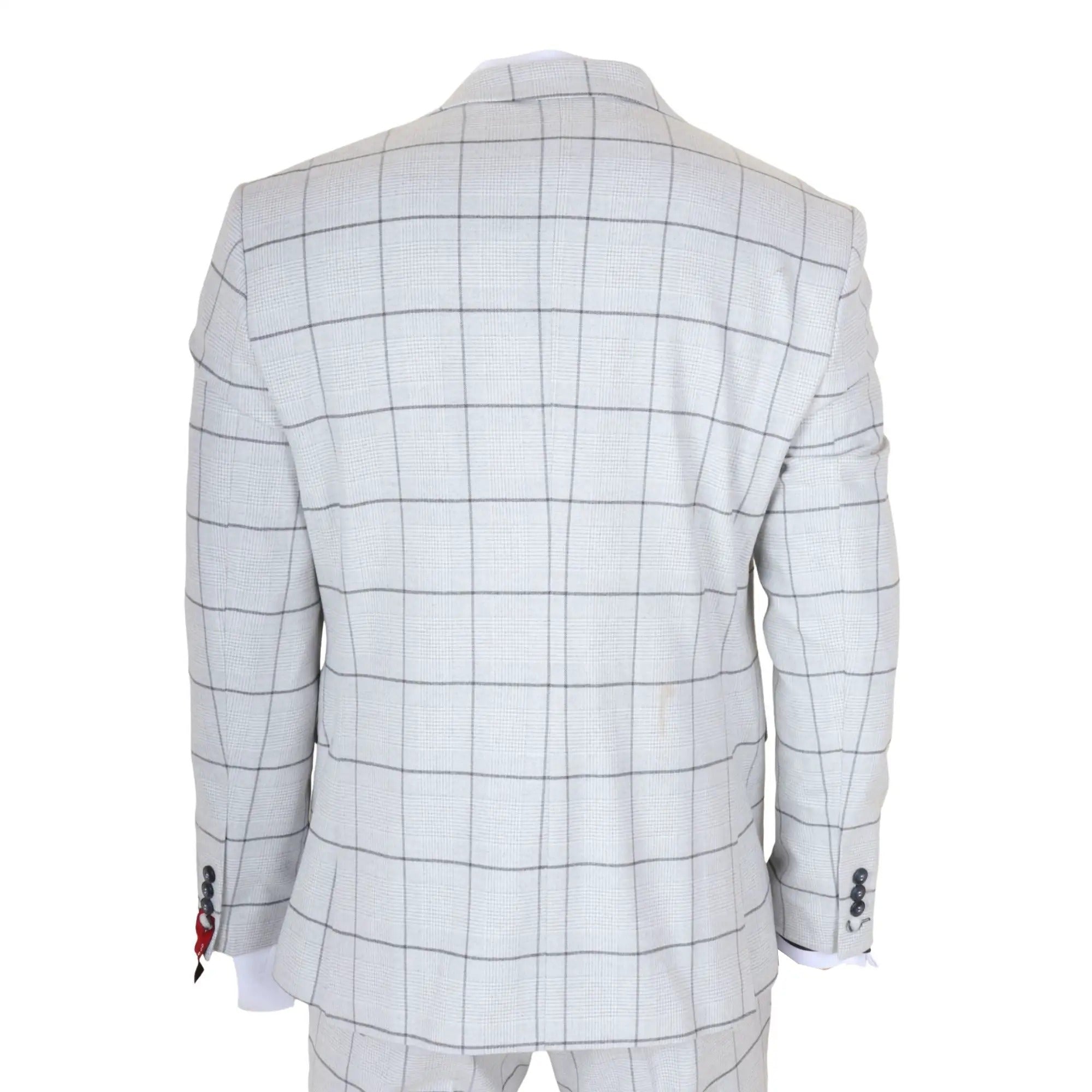 TP-33 - Costum bărbătesc din 3 piese, croială croită, gri, în carouri