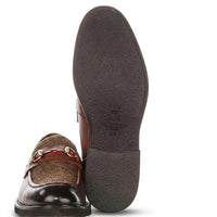 Tristian - Mocasini bărbătești din piele maro deschis, model herringbone, din tweed