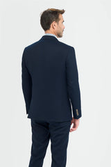 Tropez - Men's 3 Piece Navy Tailored Fit Suit