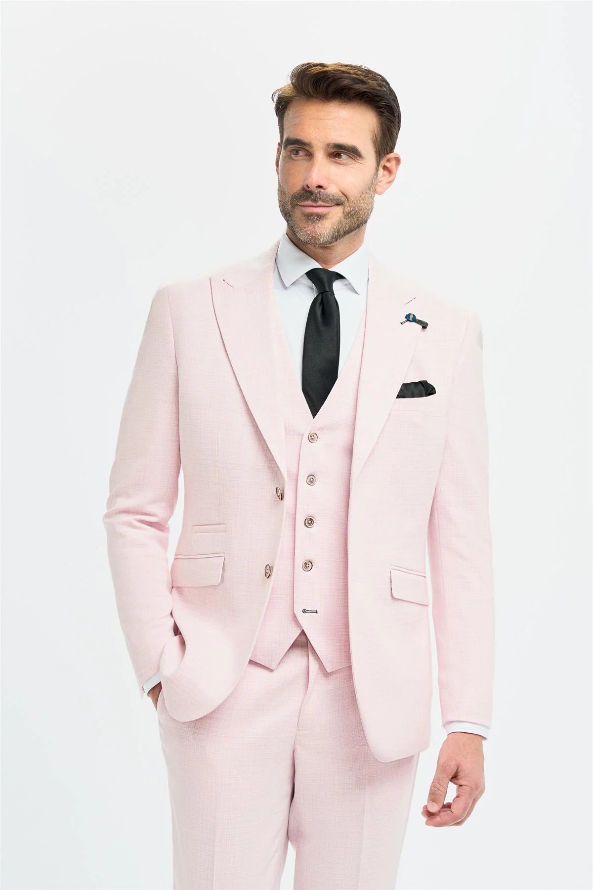 Tropez - Men's 3 Piece Pink Tailored Fit Suit