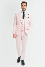Tropez - Men's 3 Piece Pink Tailored Fit Suit
