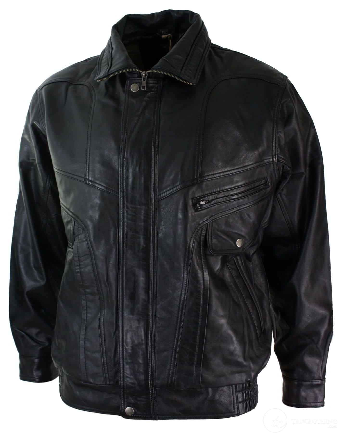 Mens Classic Bomber Black Nubuck Washed Brown Real Leather Jacket-Black