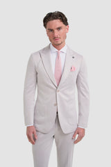 Vasco - Sacou bărbătesc bej cu model herringbone