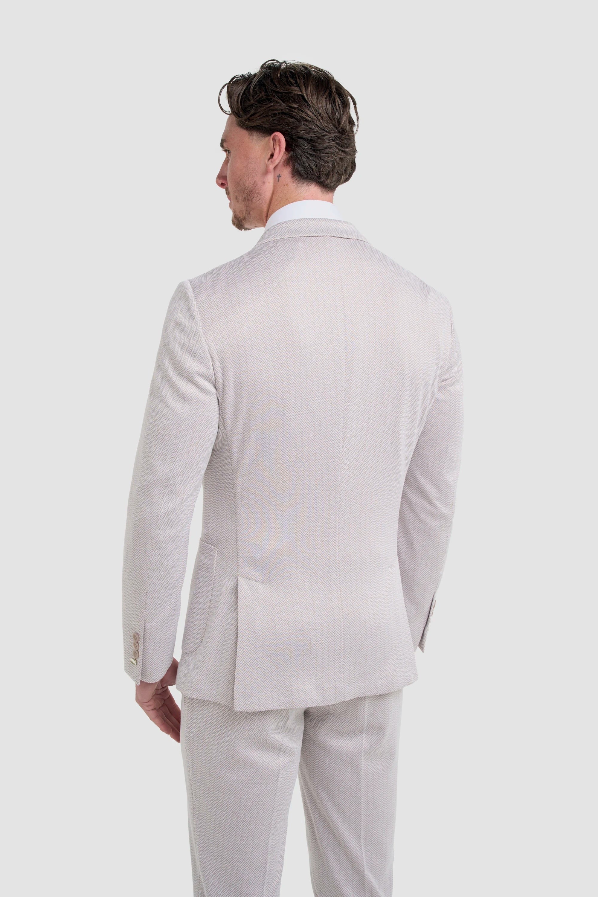 Vasco - Sacou bărbătesc bej cu model herringbone
