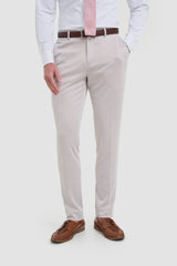 Vasco - Pantaloni bej cu model herringbone pentru bărbați