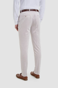 Vasco - Pantaloni bej cu model herringbone pentru bărbați
