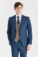 Costum Viceroy bleumarin cu vestă Harris Brown Tweed contrastantă