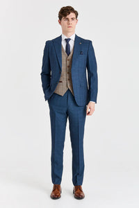 Costum Viceroy bleumarin cu vestă Harris Brown Tweed contrastantă