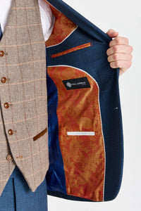 Costum Viceroy bleumarin cu vestă Harris Brown Tweed contrastantă