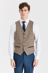 Costum Viceroy bleumarin cu vestă Harris Brown Tweed contrastantă