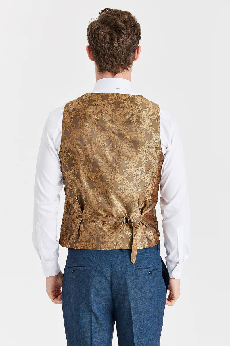 Costum Viceroy bleumarin cu vestă Harris Brown Tweed contrastantă