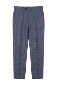 Victor - Pantaloni de mireasă albaștri în carouri tweed pentru bărbați