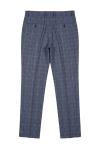 Victor - Pantaloni de mireasă albaștri în carouri tweed pentru bărbați