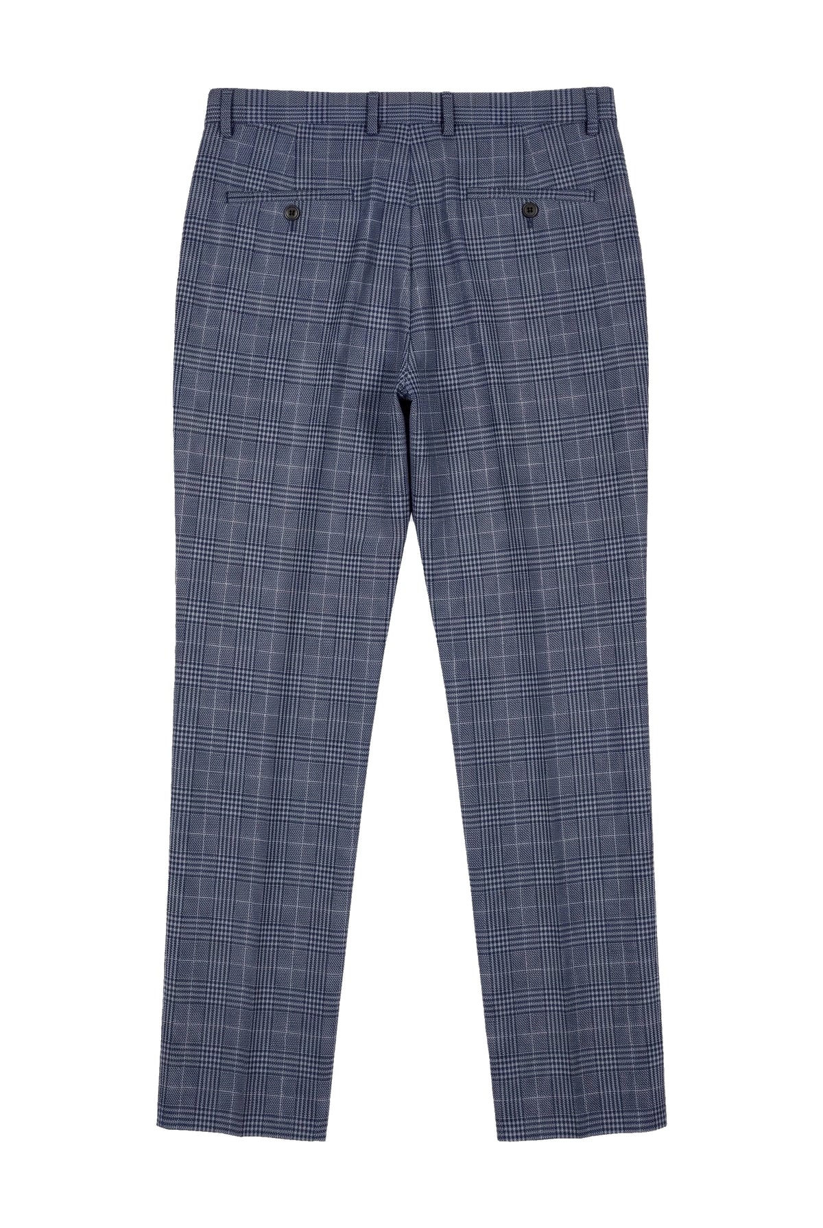 Victor - Pantaloni de mireasă albaștri în carouri tweed pentru bărbați