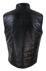Mens Black & Brown Reversible Leather Gilet