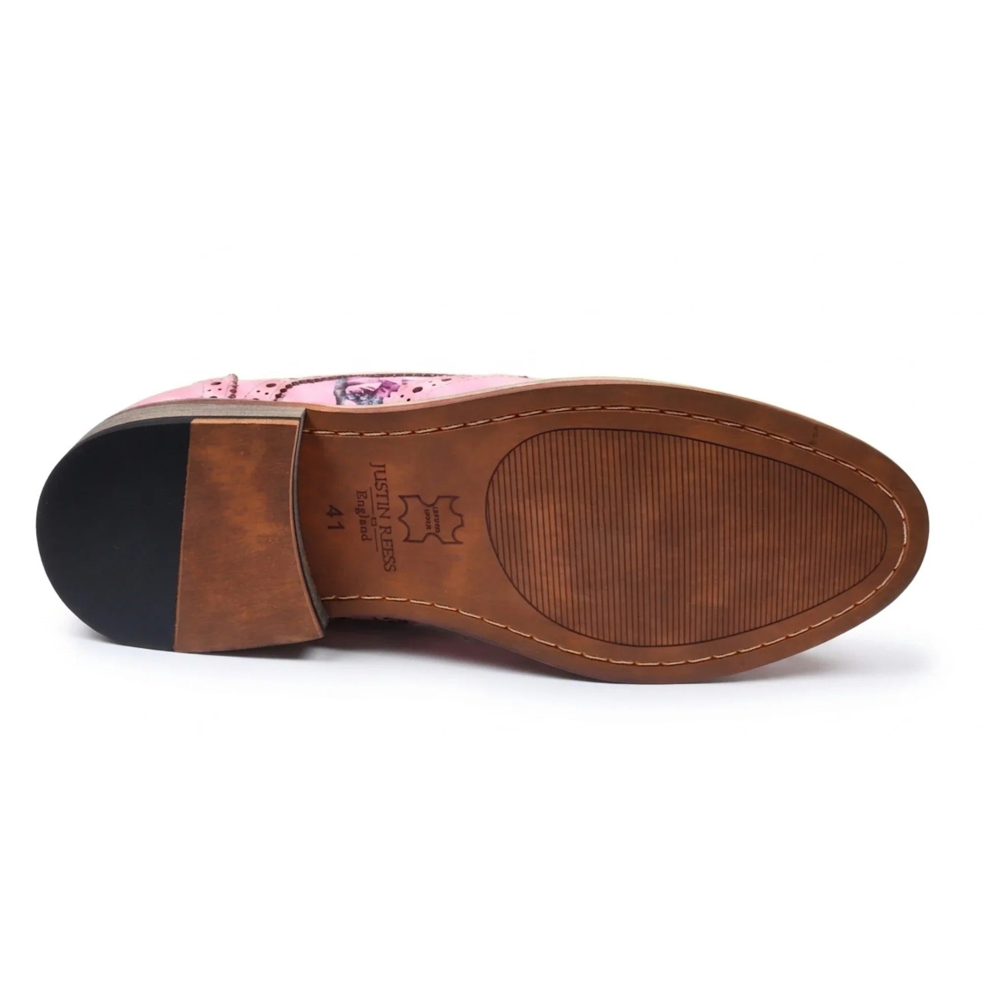 Wolf - Pantofi eleganți bărbătești cu imprimeu floral roz și vârfuri laterale