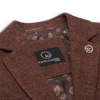 WS-12 - Sacou damă din tweed, lână herringbone, maro ruginiu