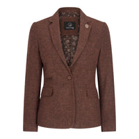 WS-12 - Sacou damă din tweed, lână herringbone, maro ruginiu