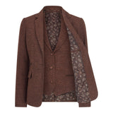 WS-12 - Sacou damă din tweed, lână herringbone, maro ruginiu