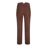WS-12 - Pantaloni de costum pentru femei din tweed, lână herringbone, maro ruginiu