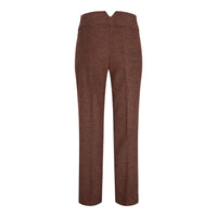 WS-12 - Pantaloni de costum pentru femei din tweed, lână herringbone, maro ruginiu