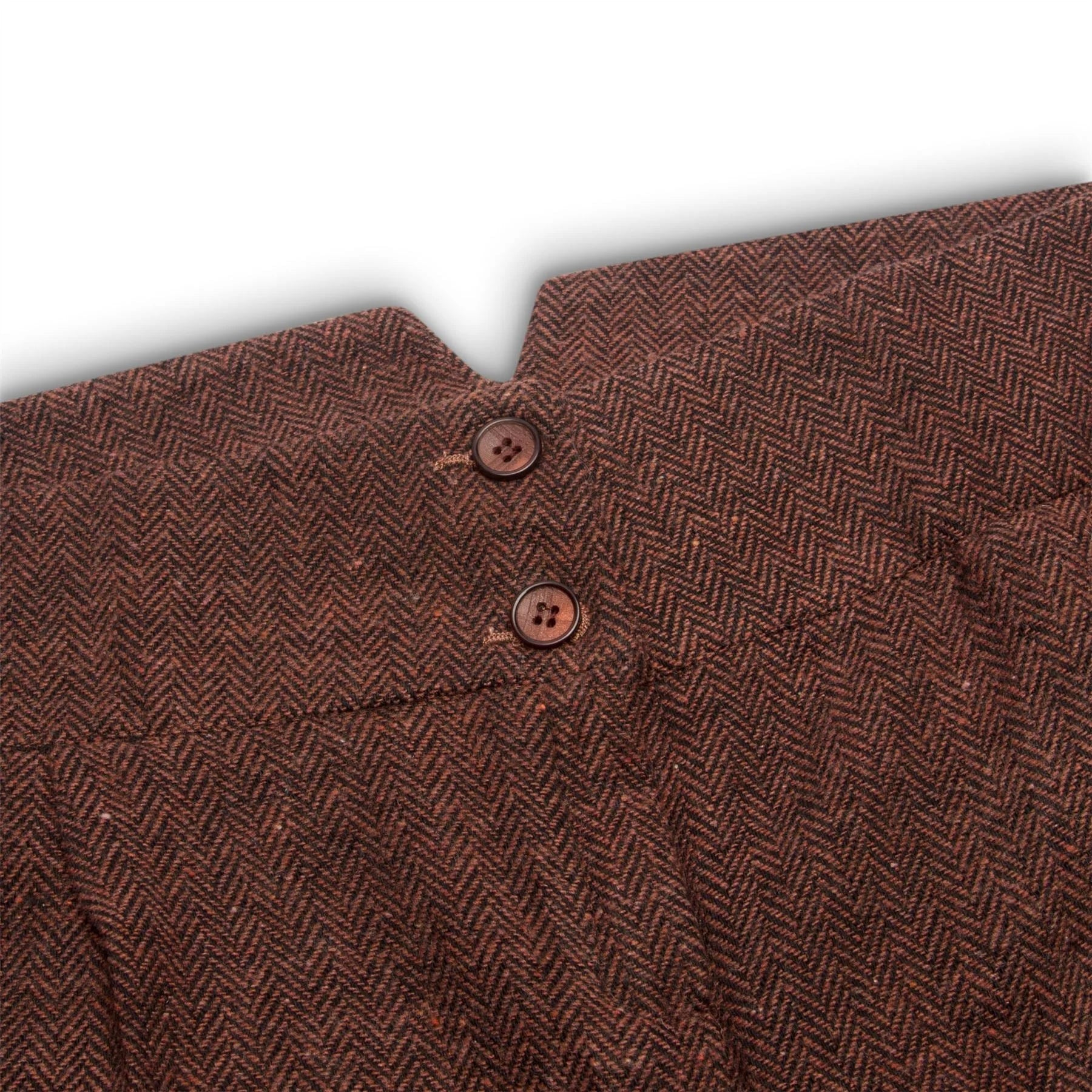 WS-12 - Pantaloni de costum pentru femei din tweed, lână herringbone, maro ruginiu
