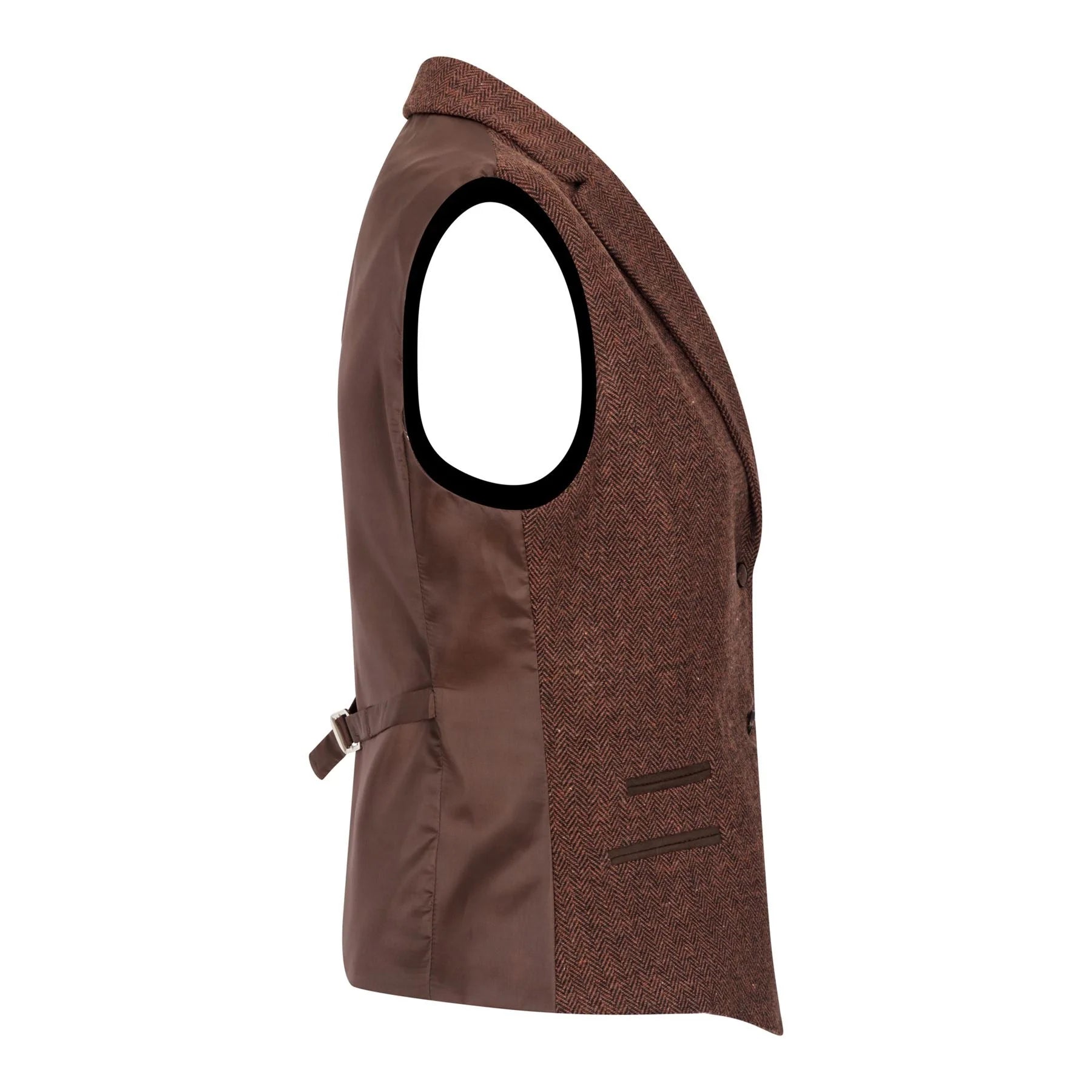 WS-12 - Vestă de damă din tweed, lână herringbone, maro ruginiu