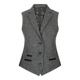 Women Grey Tweed Herringbone waistcoat 1920's Peaky Tailored Fit Vintage Retro