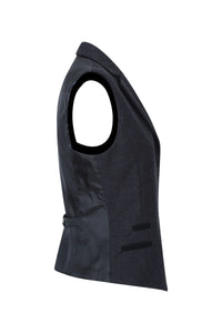 Women Black Waistcoat Tweed Herringbone Wool Classic Smart Casual Vintage 1920s