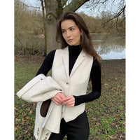 WSN15 - Vestă de damă din amestec de lână crem cu tweed