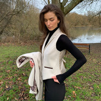 WSN15 - Vestă de damă din amestec de lână crem cu tweed